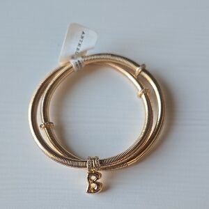NWT Anthropologie Gold Bracelet with B Charm